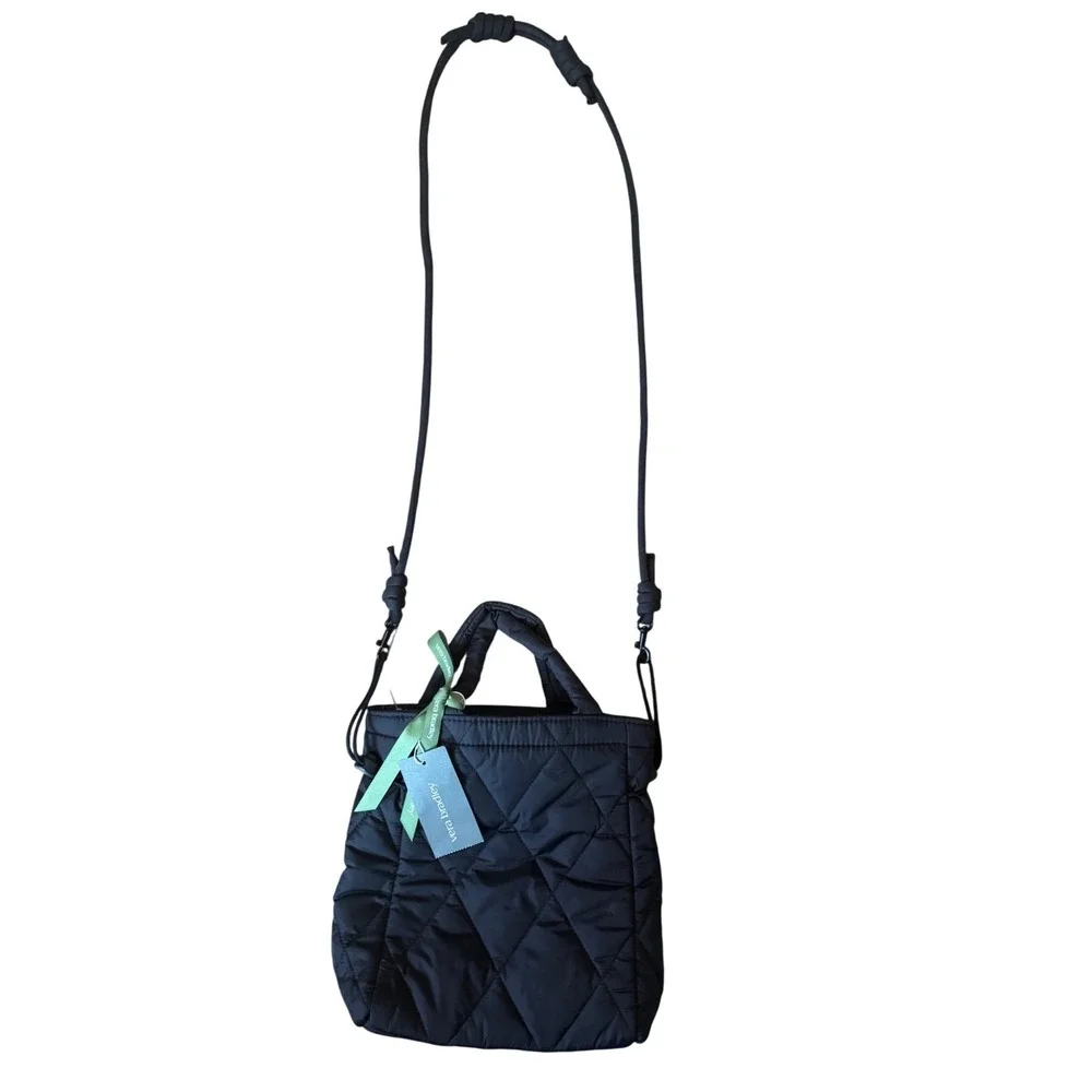Vera Bradley Black Quilted Puffer Mini  Nylon Tote Convertible Crossbody‎  NWT